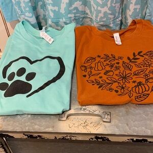Bella Canvas Short Sleeve Tees - Aqua and Rust